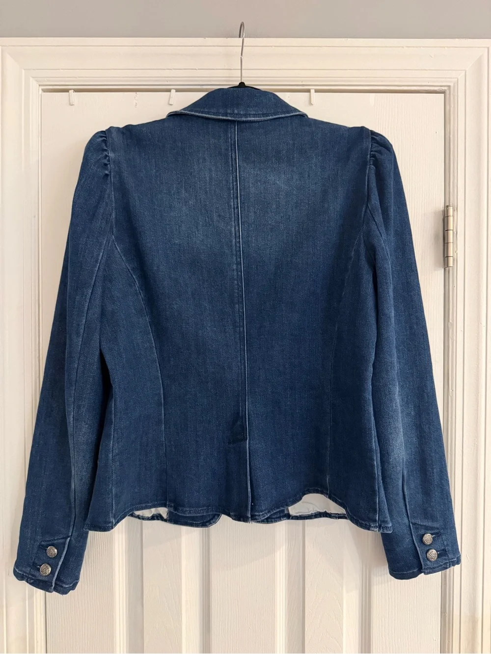 INC International Concepts Stretch Denim Blazer with Puff Sleeves Size L